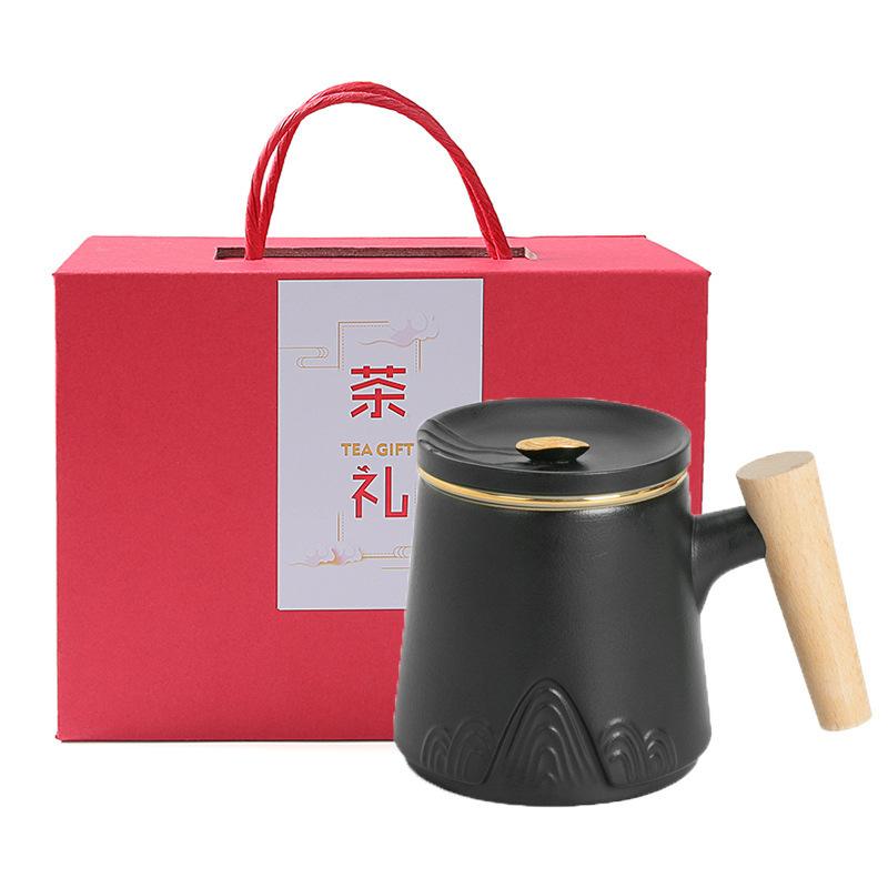 Ceramic Office Cup With Lid Filter Tea Separation Cup Home Office Personal Water Cup