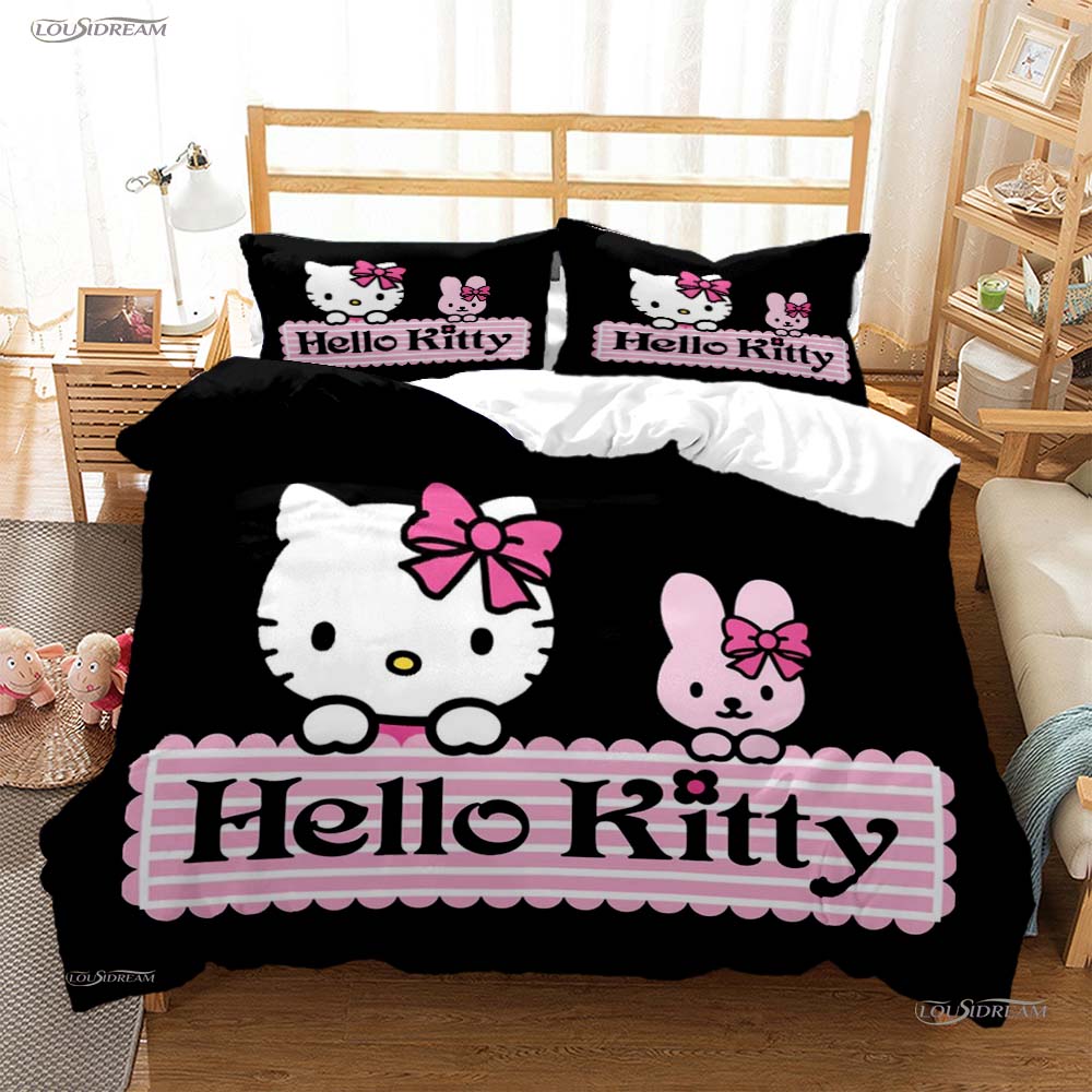 Hellokitty Cartoon Anime All Season Duvet Cover Comforter Bedding Sets Soft Quilt Cover And Pillowcases Single/Double/Queen/King