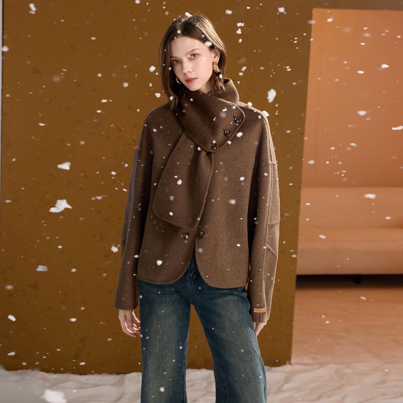 

Пальто-шарф из 100% мериносовой шерсти Санкай, короткий, двусторонний M