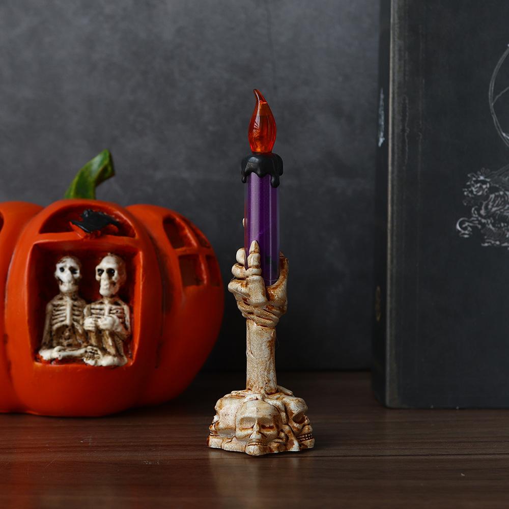 Halloween Witch Finger Skull LED Glowing Candle Light Bar KTV Party Decoration Prop Electronic Pumpkin Lamp