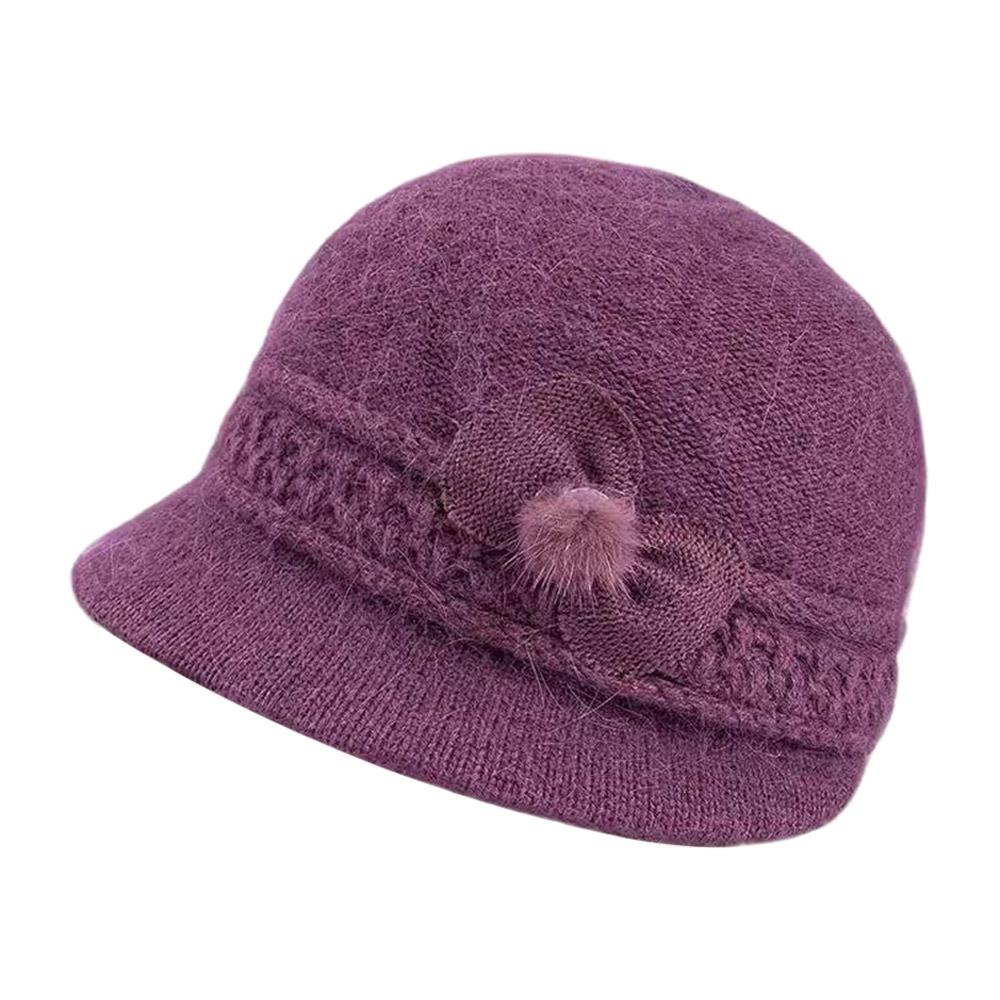 Plus Velvet Women's Knitted Hat Thicken Elderly Beret Keep Warm Mom Warmer Cap  Outdoor