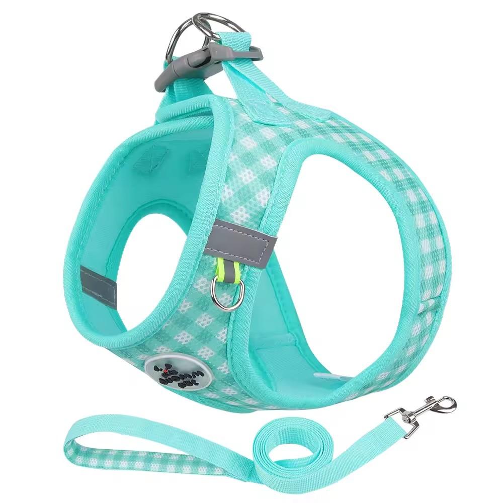 Checkered Pet Harness Kitten Strap Eye Catching Color Puppy Anti Loss Strap Outdoor  Adjustable Reflective Chest Strap