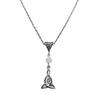 Victorian Gothic Celtic Knot Necklace with White Jade Beads Pagan Elf Jewelry