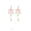 Sweet And Gentle Pink Long Color Lily Of The Valley Earrings, Fresh Girlish Temperament Fashionable Stud Earrings For Women