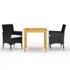 Day and Night - Day and Night 3-Piece Garden Dining Set Black