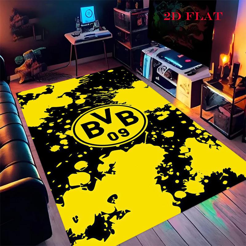 Borussia Dortmund Logo Teppich für Wohnzimmer Schlafzimmer Zuhause Sofadekoration, rutschfeste Bodenmatte für Kinder