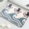 Sea Pattern Shower Room Small Carpet Bathroom Mat Absorbent Foot Pad Bathtub Mat Home Decoration Mat Machine Washable