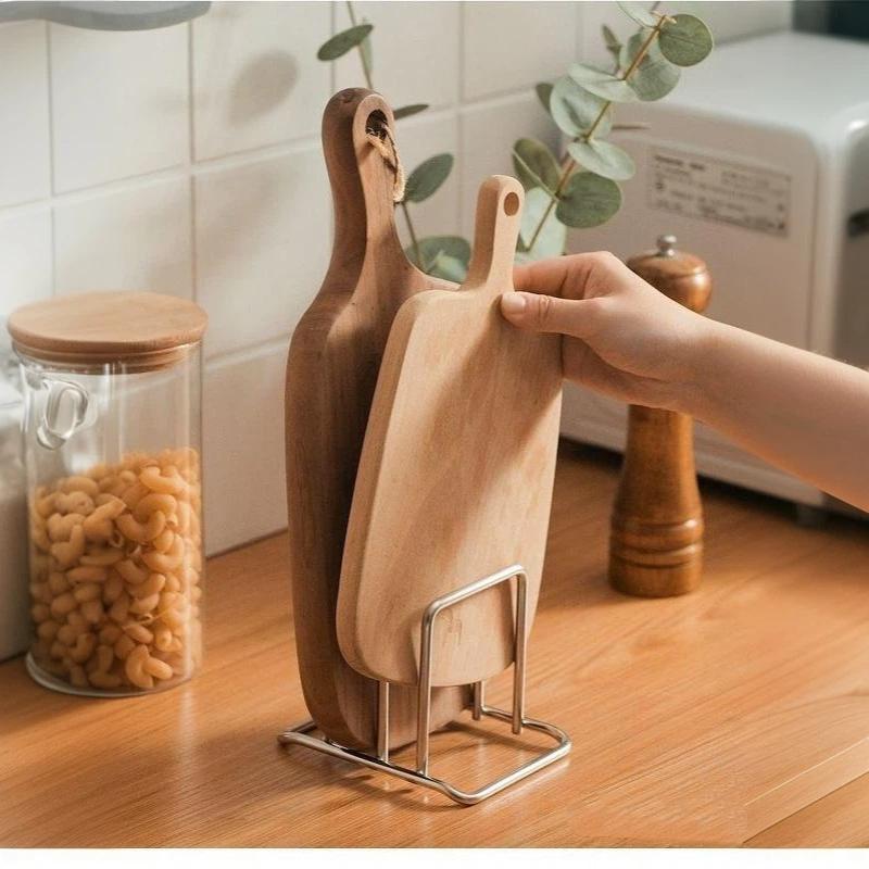 Rustproof Stainless Steel Kitchen Rack Countertop Stand Holder for Pot Lids Cutting Boards Baking Tools Storage
