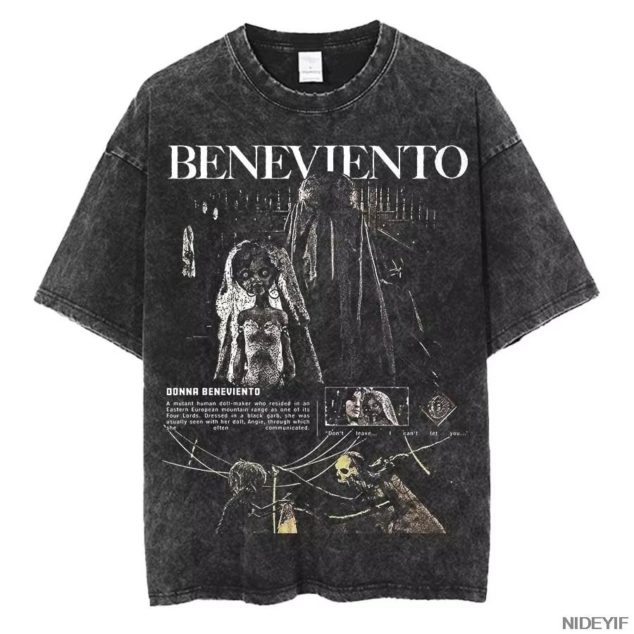 2026 Resident Evil Village T-shirt Oversize 100% Cotone Lavata Vintage per Uomo Donna Moda Tee Hip Hop Streetwear Top