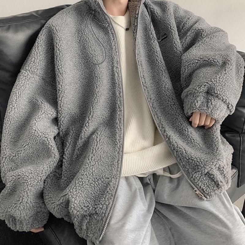 Mikina Pánská Zimní Fleecová podšívka Zahuštěný Trendy Umělá jehněčí Plyš Pánský Kabát Podzimní Zimní Oblečení Móda Ležérní Teplý kabát