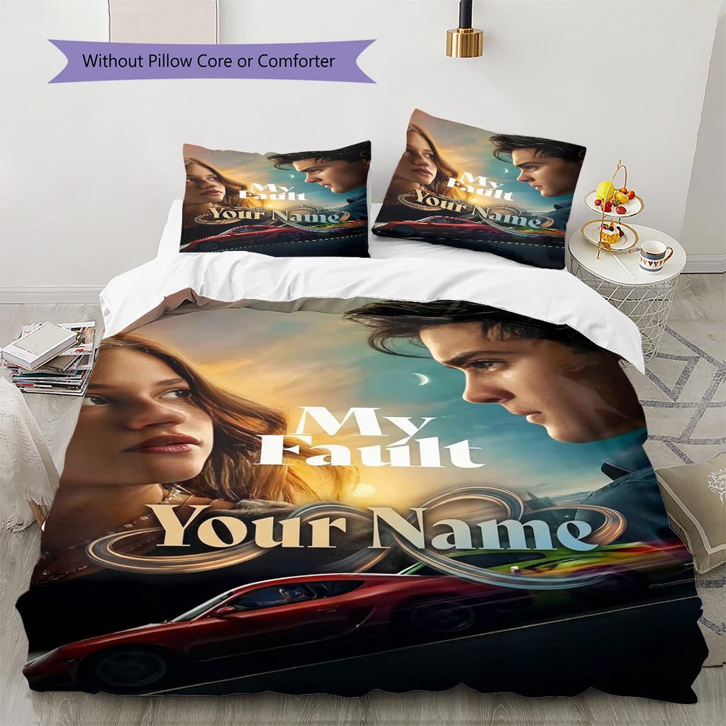 Culpa Mia Custom Name Pattern Bedding Quilt Set Quilt Cover Pillowcase Home Birthday Gift(1 * duvet cover + 2 * pillowcase, without core)