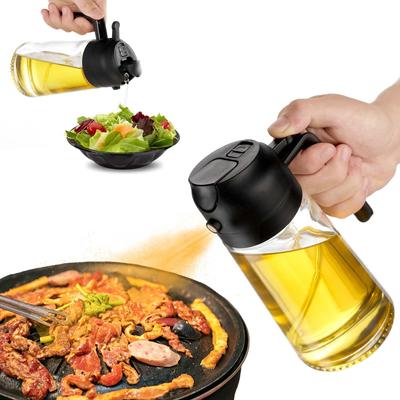Pulverizator de Ulei pentru Gătit 2 în 1 Pulverizare Turnare Dozator Ulei de Măsline 470ml Sticlă Pulverizator Ulei Gadgeturi de Bucătărie