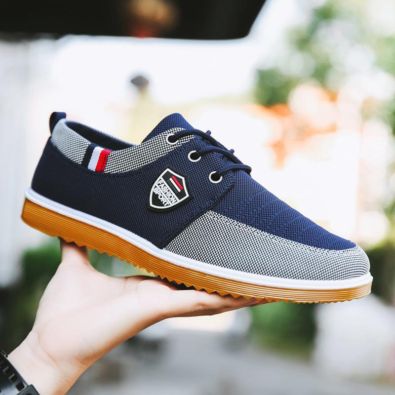 2025 Men's Breathable Canvas Lace-up Casual Shoes for Middle-aged and Elderly