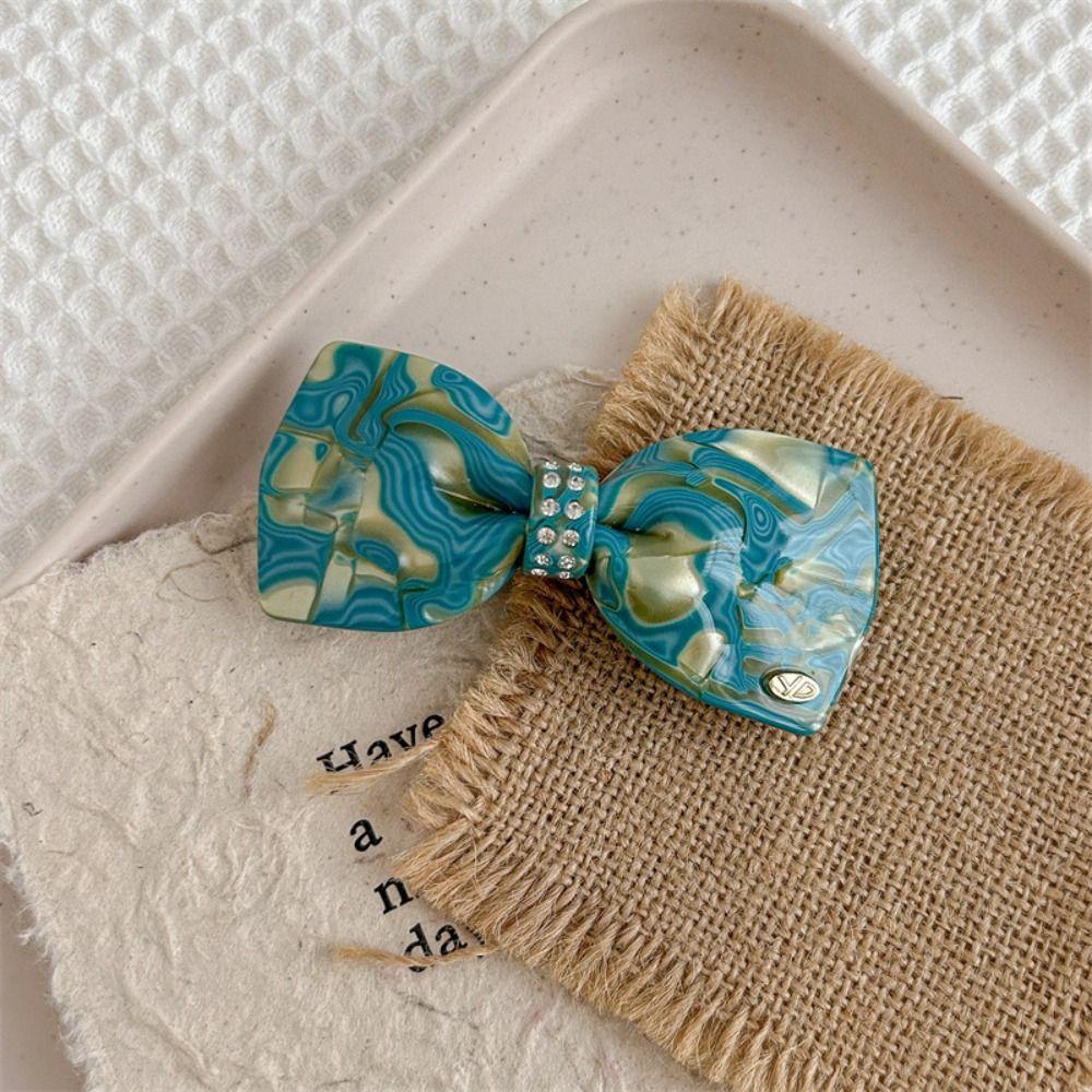 Candy Color Rhinestone Hair Clip Bowknot Bow Hairpin Personalized Acetate Hair Clip Daily