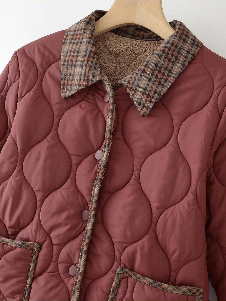 Stylish Velvet-Lined Cotton Jacket for Middle-Aged & Elderly Women - 2025 Autumn/Winter Collection