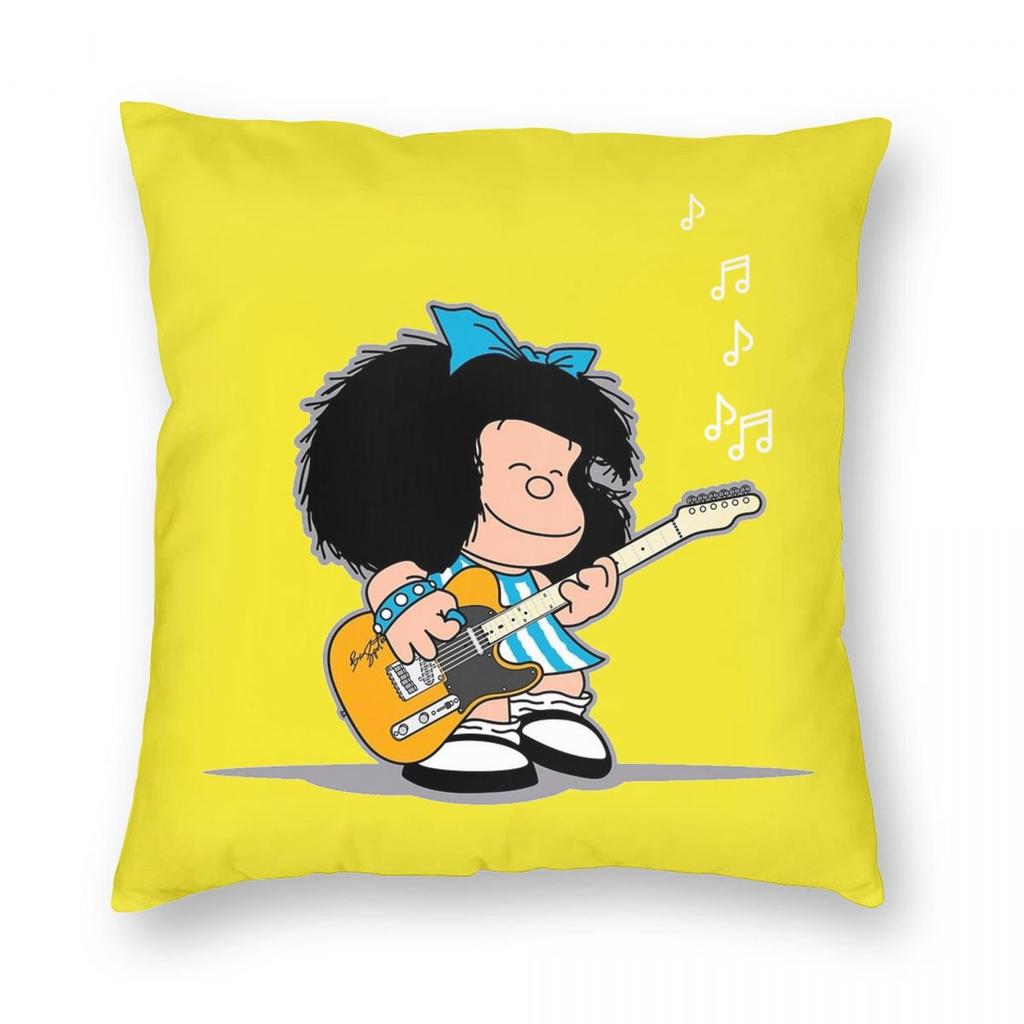 Federa Cuscino Mafalda Cartone Animato Poliestere Stampato Copricuscino Decorazioni Copricuscino da Lancio Casa con Cerniera