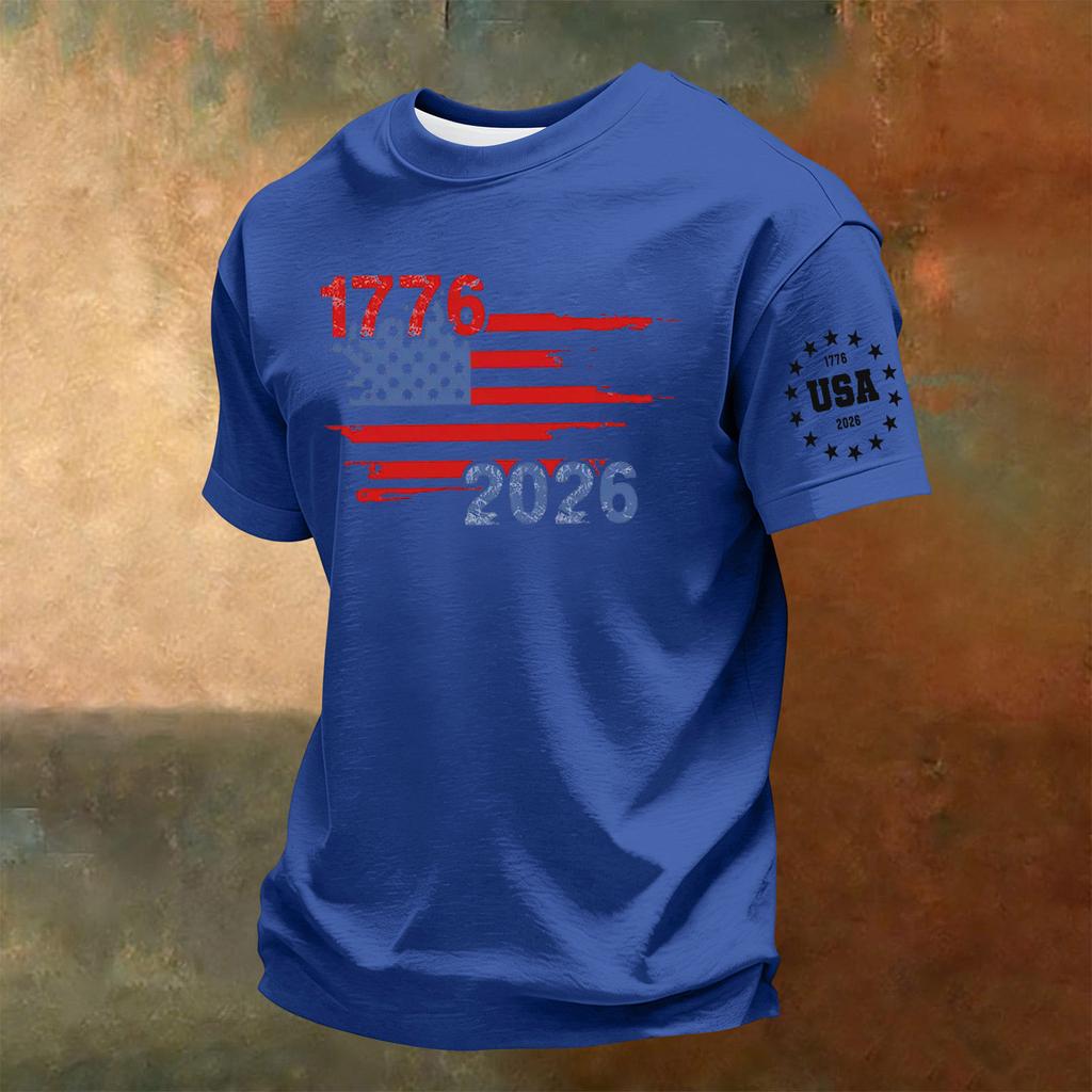 Men's Short Sleeve Crew Neck T-Shirt Casual Comfortable Fit Graphic Print 250th Anniversary Independence Day USA Design Summer Wear