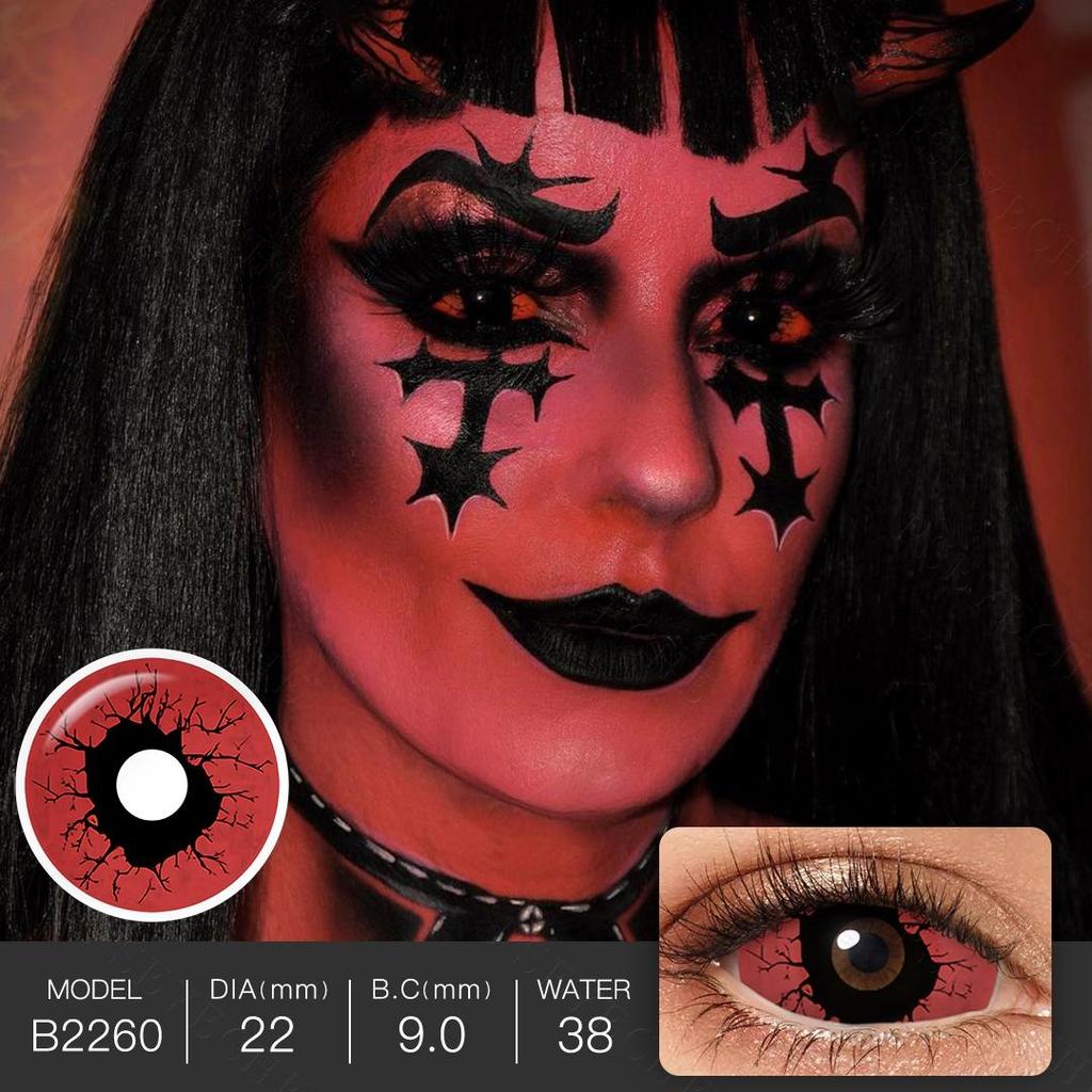 22MM rosa blutunterlaufene Sclera-Linsen Omega Orange Halloween-Kontaktlinsen Gruselige Zombie-Augenlinse Eidechsenaugen Cospaly-Kontaktlinse
