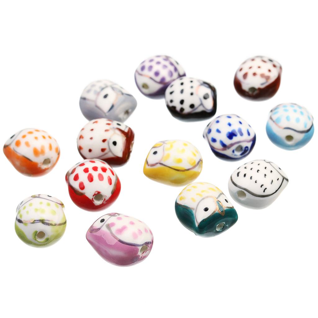 5Pcs Owl Ceramic Beads Colorful Cute Animal Loose Beads for Jewelry Making Accessories DIY Bracelet Necklace Keychain Charms