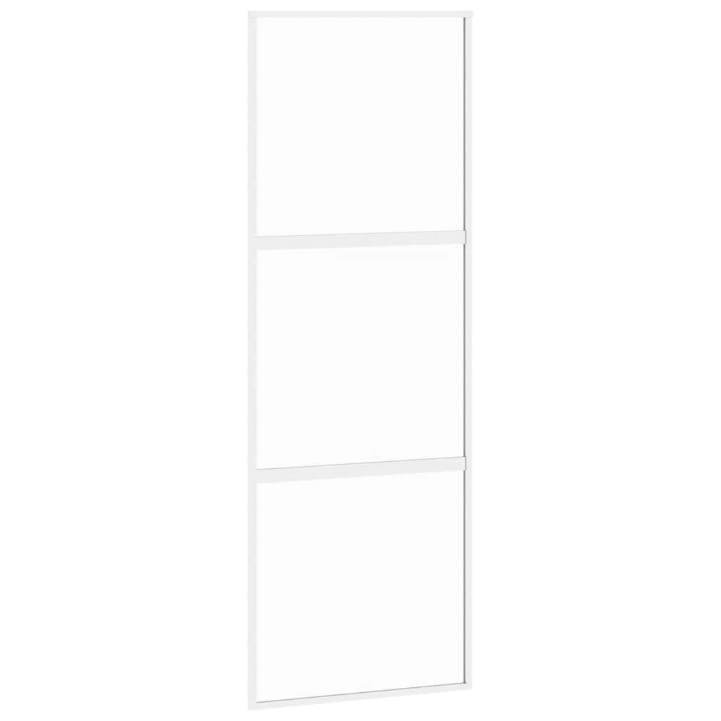 Sliding Door White 76x205 Cm Tempered Glass and Aluminum