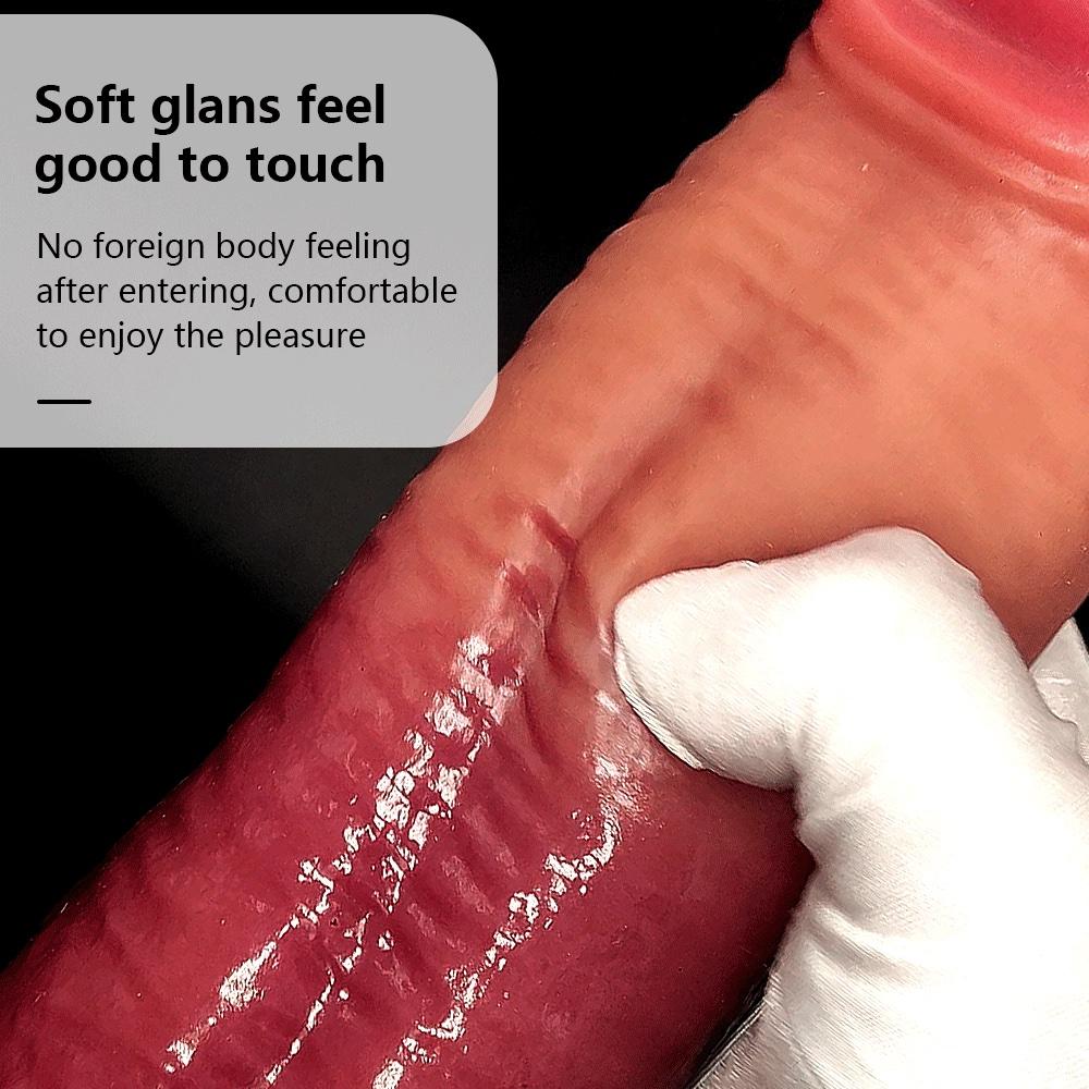 Fat Boy Super Thick Long Double Layer Liquid Silicone Dildo Fake Cock Penis Big Penis for Men and Women Masturbation Sex Toys