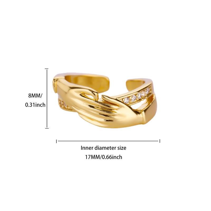 Hot-selling Simple Personalized Gold-plated Stainless Steel Zircon Geometric Opening Ring Female Niche Versatile Ring