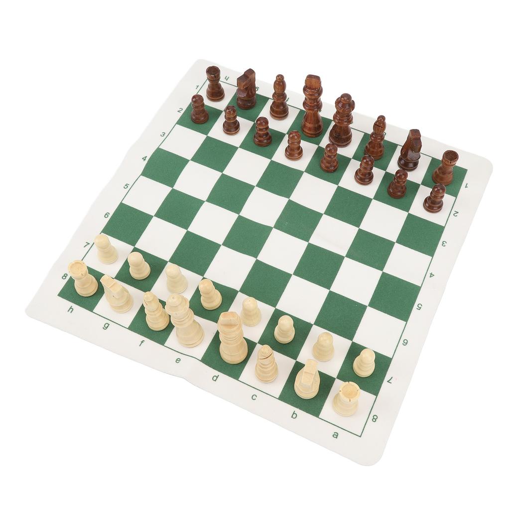 Chess Board Game Set   PU Lther Chess Board Wooden Chess Pieces Portable Chess Set with Storage Bag