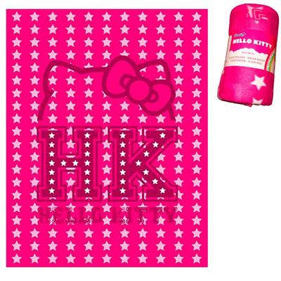 [Q4515] - Manta Polar a Cuadros 'Hello Kitty' rosa fucsia - 125x160 cm
