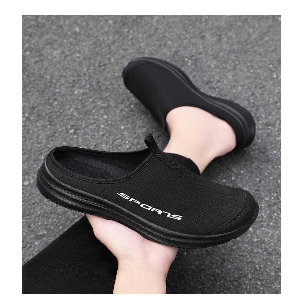 Herren Halbschuhe Große Größe, Sommer Outdoor Atmungsaktive Slip-on Bequemschuhe, Geschlossene Zehenpartie Hinten Offen Lässige Schuhe