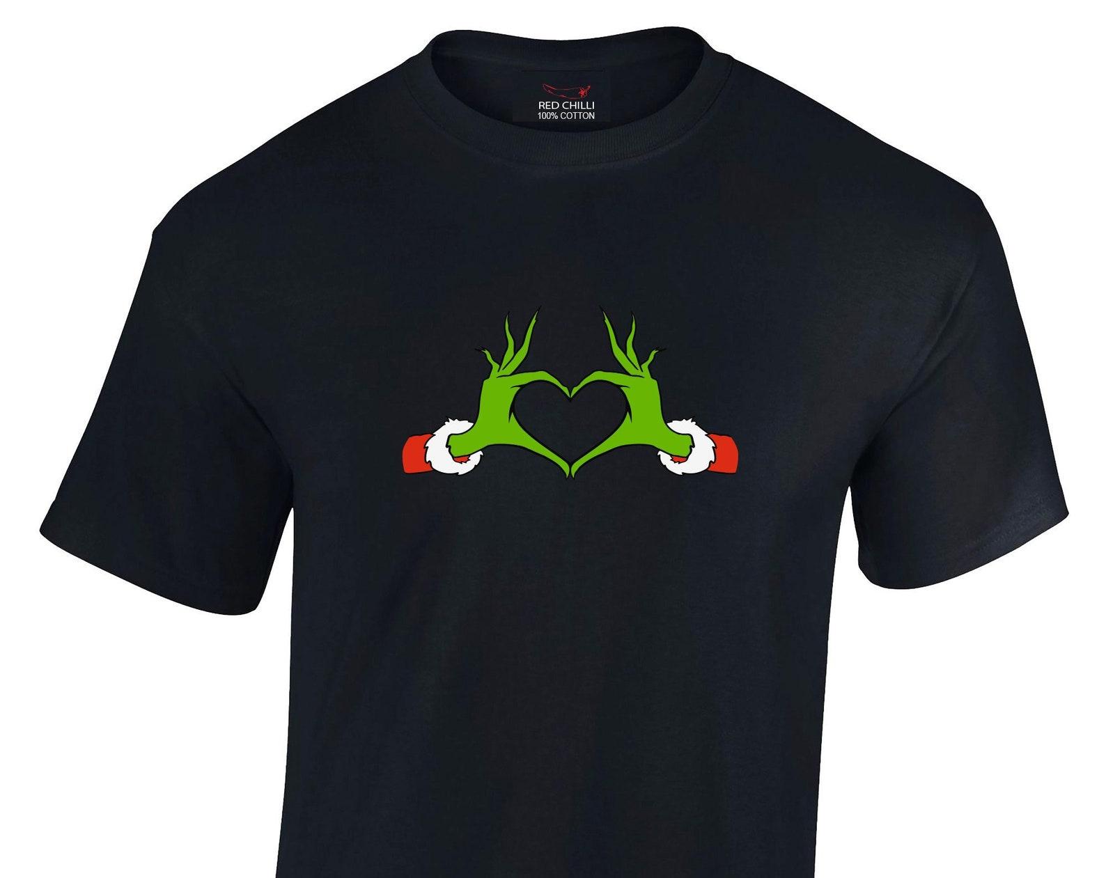 Heart Christmas T-Shirt Grinch Hands Inspired Funny Xmas Gift XL