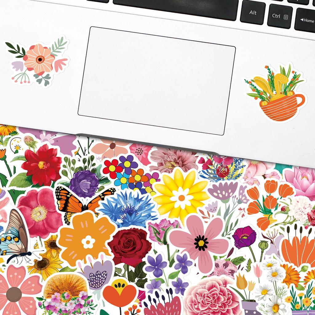 100 Flower Stickers Notebook Mobile Phone Luggage Flower Flower Leaf Xiaoqing Graffiti Sticker