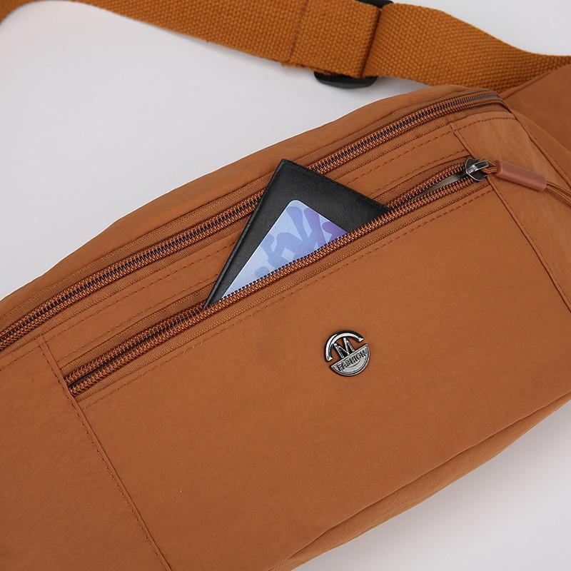 Solid Color Women's Chest Bag Nylon Lightweight Shoulder Crossbody Bag Outdoor Sports Cycling Mobile Phone Waist Bag