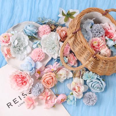 Têtes de Fleurs de Roses Artificielles Mélangées Fausse Fleur pour Décoration de Maison, Décoration de Jardin, Décoration de Mariage, Bricolage, Guirlande, Cadeaux, Accessoire