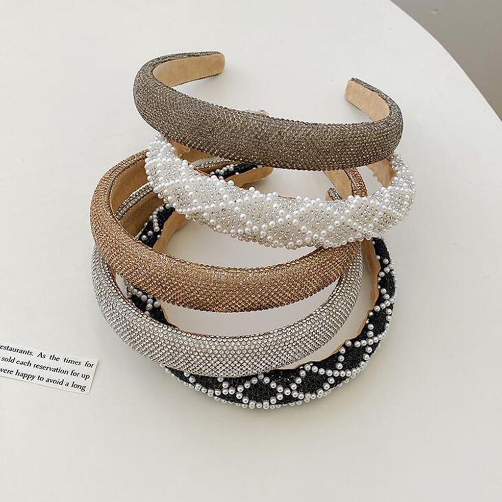 PROLY New Fashion Women's Hairband Shining Rhinestone Pearls Tangled Headband Luxurious Elegant Turban Hair Accessories