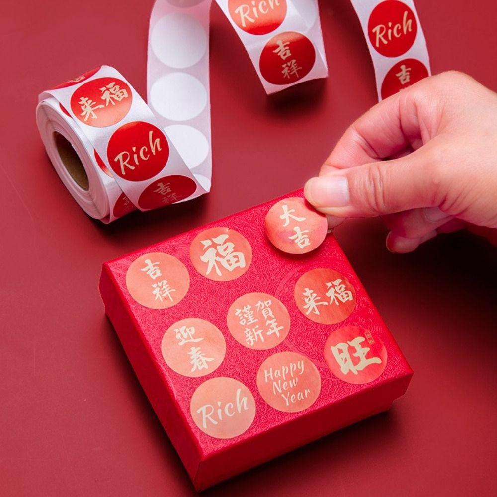 Gift Packaging DIY Seal Roll New Year's Sticker 1inch/2.5cm Best Wishes Decorative Sealing Sticker Happy New Year Good Luck