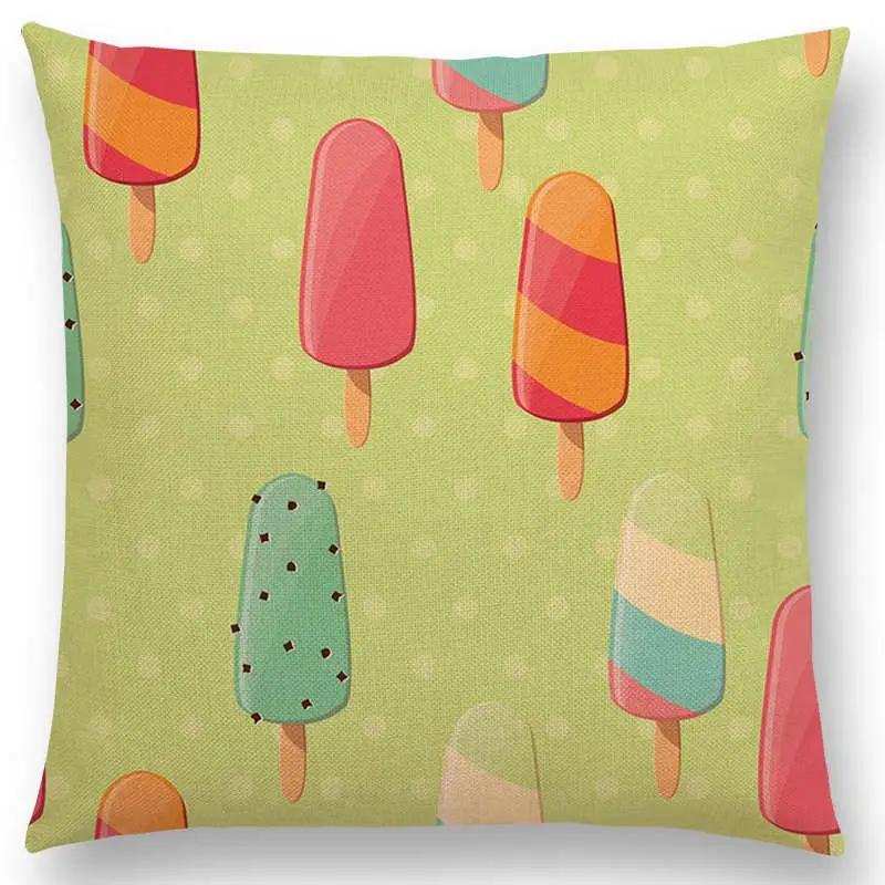 Colorful Prints Cushion Cover Chocolate Candy Donuts Pretty Ice Cream Pattern Color Party Sofa Throw Pillow Case Decor
