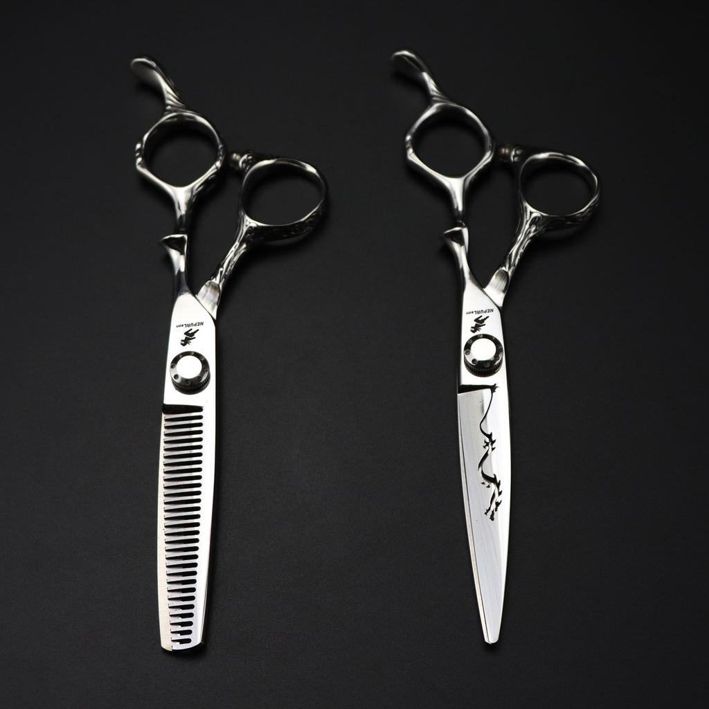 6.0 Inch, Nimpson, Sword Type, Knife Head Pattern Personality, Hair Scissors, Hair Scissors, Flat Scissors And Carved Dragons.