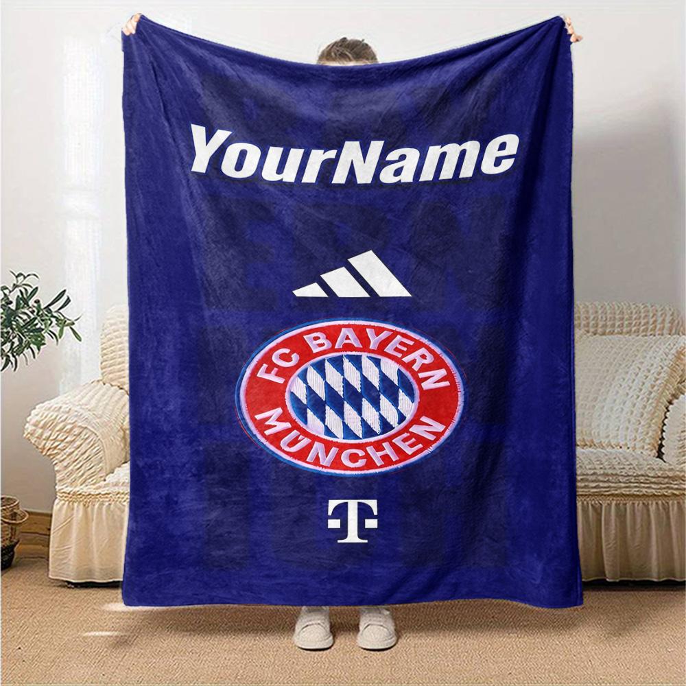 Bayern Munich Personalized Text Blanket Lightweight Personalized Blanket Soft & Cozy Perfect for Nap Home Decor Couch Bed Four Seasons Universal