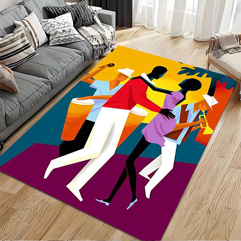 Dancing Silhouettes with Band suitable as a non-slip mat for the living room or bedroom sofa