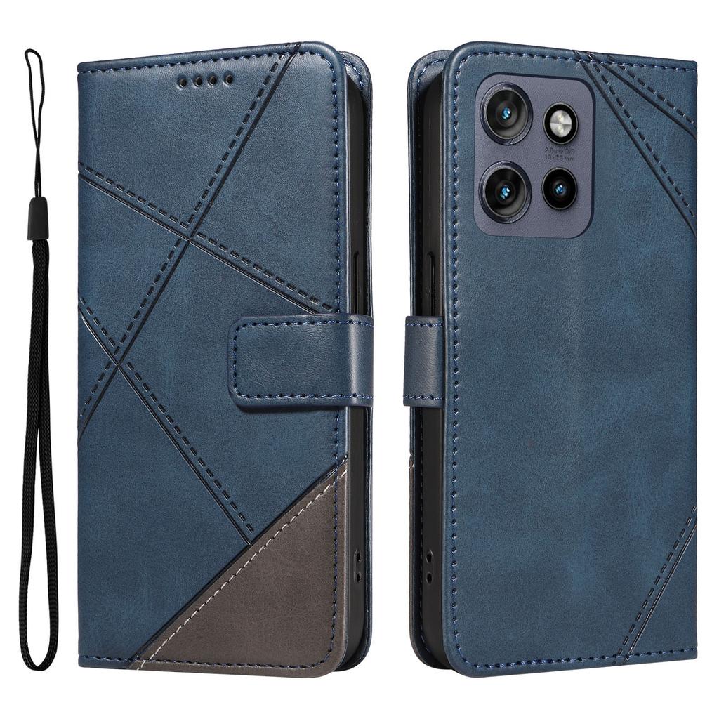 For Motorola Edge 50 Neo 5G/Moto S50 5G/Thinkphone 25 5G Case Leather Geometric Line Wallet Phone Cover with Wrist Strap