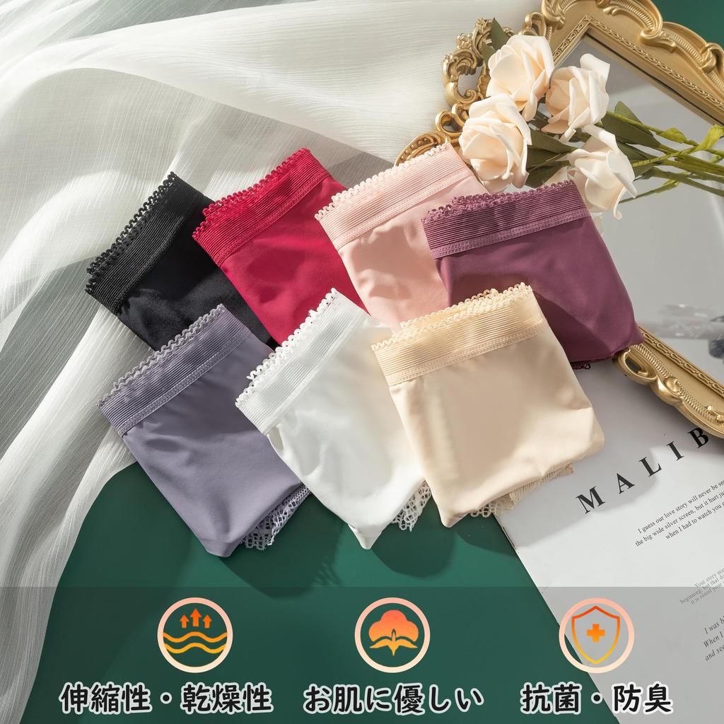 SunnyMoon Seamless Bikini Sexy Lace Breathable Cotton Stretchy Comfortable Soft to the Touch A Women's 6-Pack Panties, Underwear, Underwear, Panties,