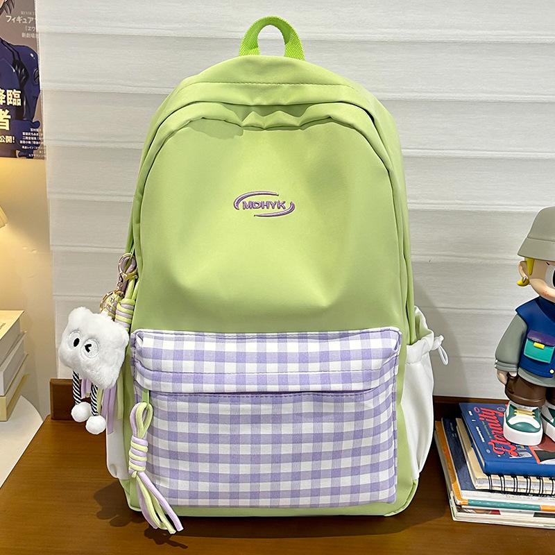 Children's school bag Elementary school girl Junior high school student plaid backpack Fashion backpack