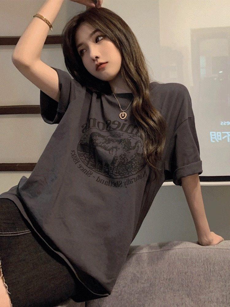 Plus Size European Style Short Sleeve T-shirt for Women - Oversized Loose Fit Summer Top
