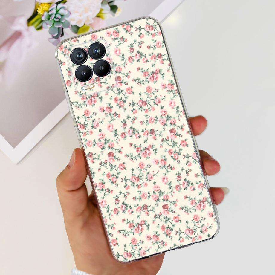 For Realme 8 Case Flower Fashion Cat Cute Cover Coques For Realme 8 Pro Phone Cases Cover Realme8 5G Realme 8i Fundas Soft Capa