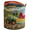 With Handle Fabric Floral Storage Bag Large Capcity Clothes Toy Organizer Quilted Laundry Basket