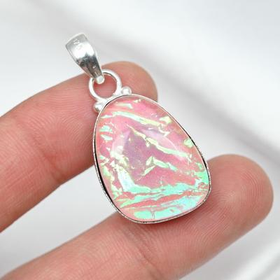 Rosa Triplet Opal Edelstein 925 Massivsilber Handgefertigter Schmuckanhänger für Sie