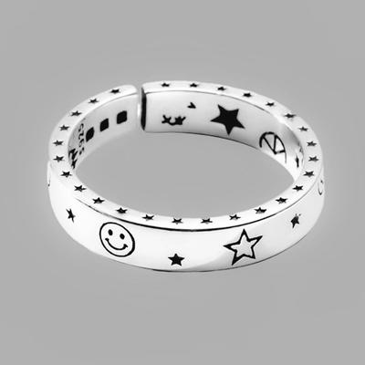 Koreanische Vintage Mond Stern 925 Silber Finger Ring Für Frauen Party Hochzeit Schmuck Jz404