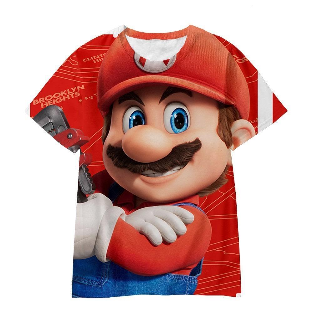 New Mario Short-sleeved 3D Printed Parent-child T-shirt Anime Cartoon Short-sleeved Round Neck Summer Children's Clothing