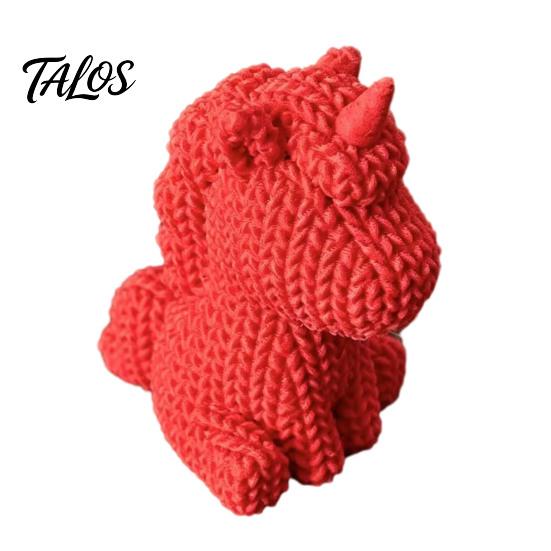 Rainbow Colored Desk Decor 3D Printed Unicorn Figurine with Knitted Texture, Cute Compact Fine Textured Figures Animal Statue, Creative Desktop
