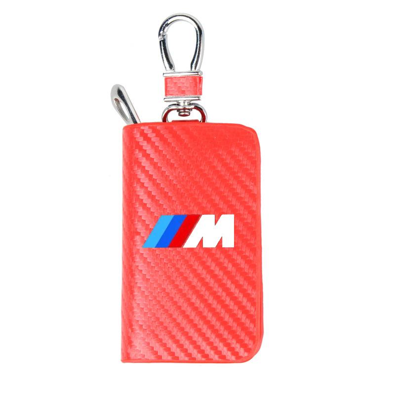 HINB3 Car Case Keys Pouch Carbon Fiber Fabric Keychain Bag For BMW M Power X1 e84 X3 f25 X5 e53 x6 e71 ix3 i3 320i 330d M4 1 3 Series